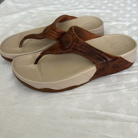 FitFlop WalkStar 3 Leather Toe Post Sandals sz 6 - Picture 2 of 6
